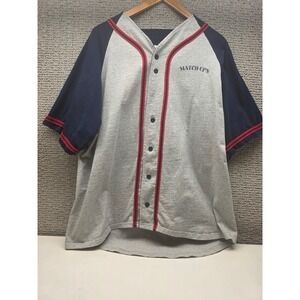 Badger Sport Mens XXL Gray Navy Baseball Jersey Match-Up Pool Hall 20 Button Up